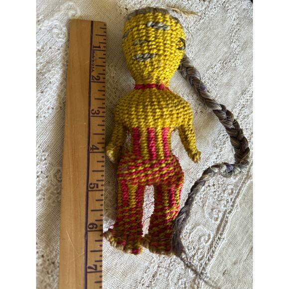 Sisal Primitive tribal doll handmade jute girl natural mini ethnic African 7” - Picture 3 of 15